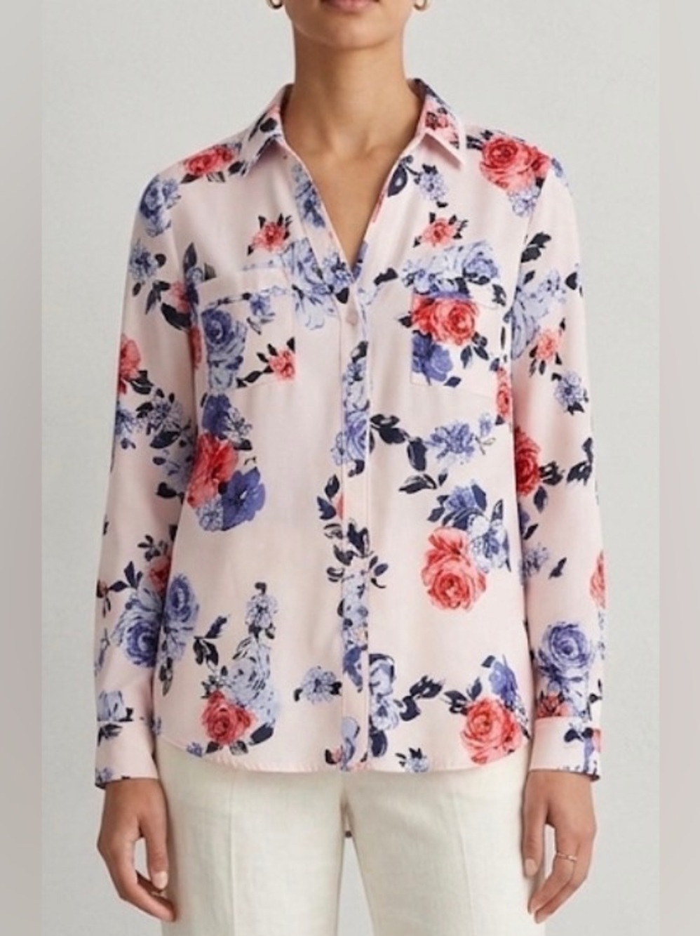 Blush Pink Floral Print Women's Top